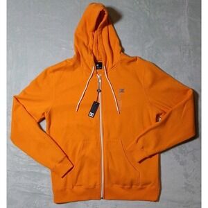 DC Hoodie Sweatshirt Full Zip Orange/White Mens XL Vintage Y2K Skater Surf